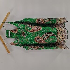 ZARA Halter Top Green Paisley Medium